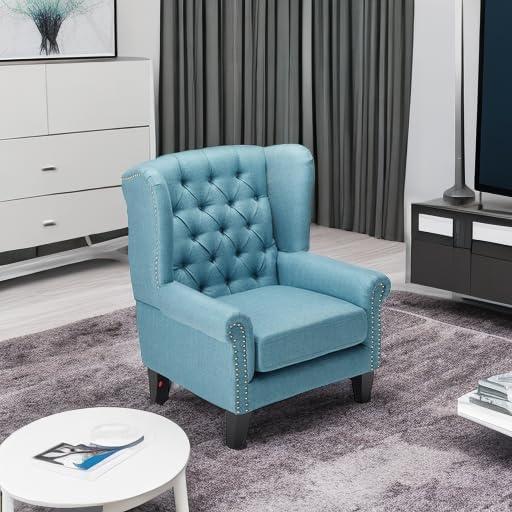 Christopher Knight Home Laird Traditional Winged Accent Chair Blue: Studded, Tufted for Living Room