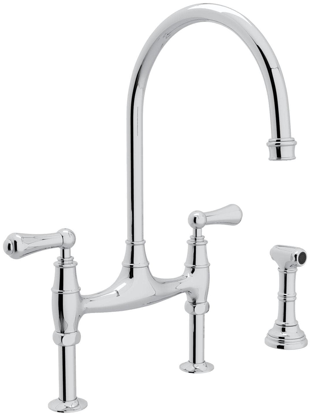 Perrin & Rowe U.4719L-APC-2 Georgian Era Bridge Kitchen Faucet With Side Spray
