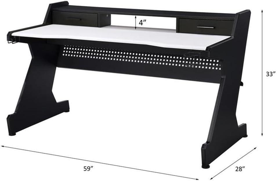 Bigga Gaming Desk Black/White - Acme Furniture