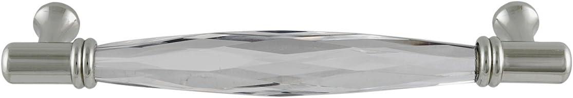 CKP #G-300 Brilliance Collection 3-3/4 in. (96mm) Crystal Pull, Clear with Polished Nickel Base