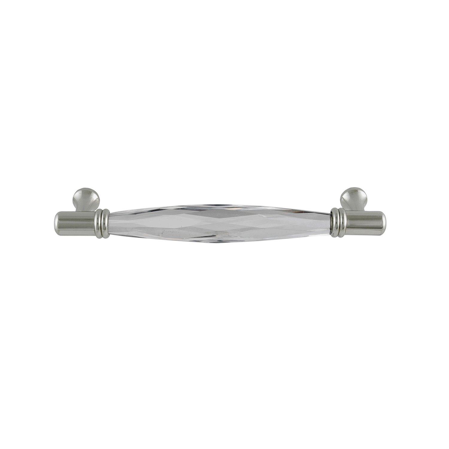 CKP #G-300 Brilliance Collection 3-3/4 in. (96mm) Crystal Pull, Clear with Polished Nickel Base