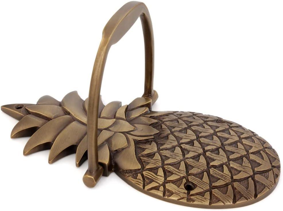 Renovators Supply Manufacturing Door Knockers for Front Door 8 in. Antique Brass Pineapple Shaped Door Knocker with Mounting Hardware