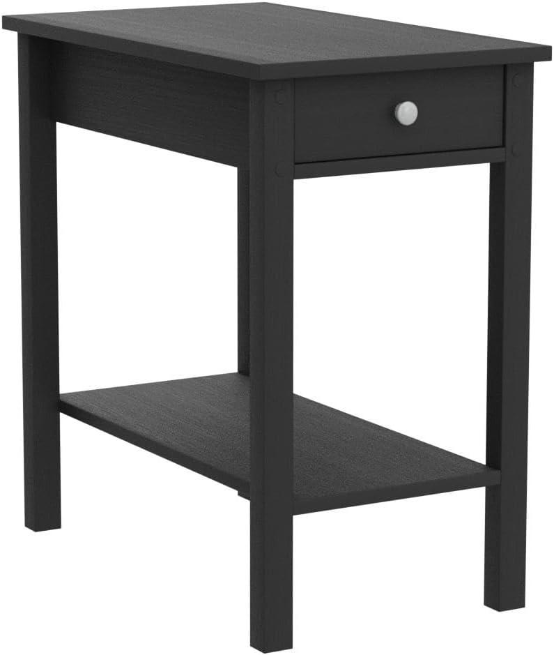 Furinno Montale Rectangular Side Table with Drawer, Set of 2, Americano