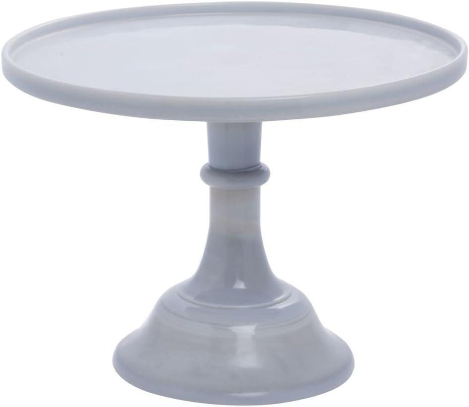 Marble Grey Glass 14" Pedestal Cake Stand with Vintage Charm