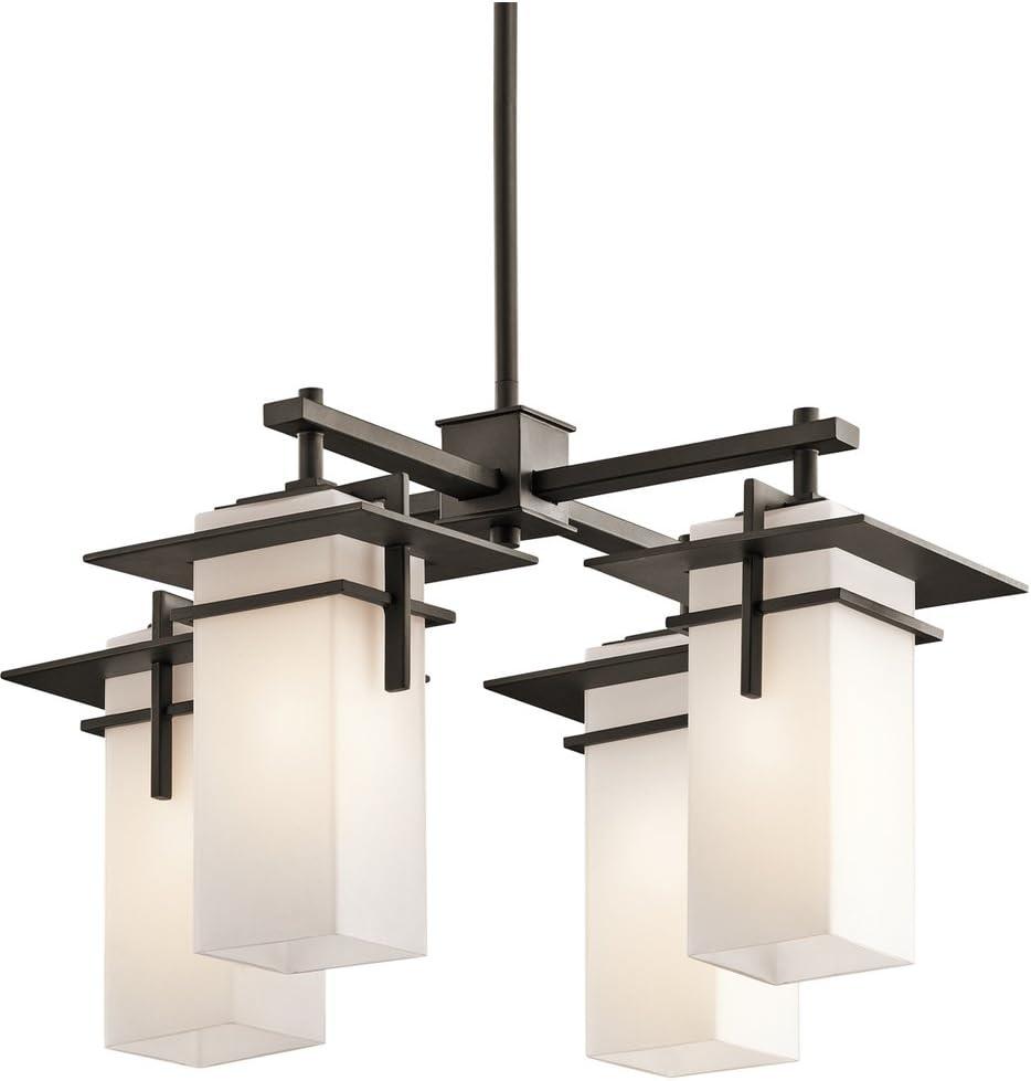 Distressed Bronze 21" Modern Outdoor Chandelier with White Shades