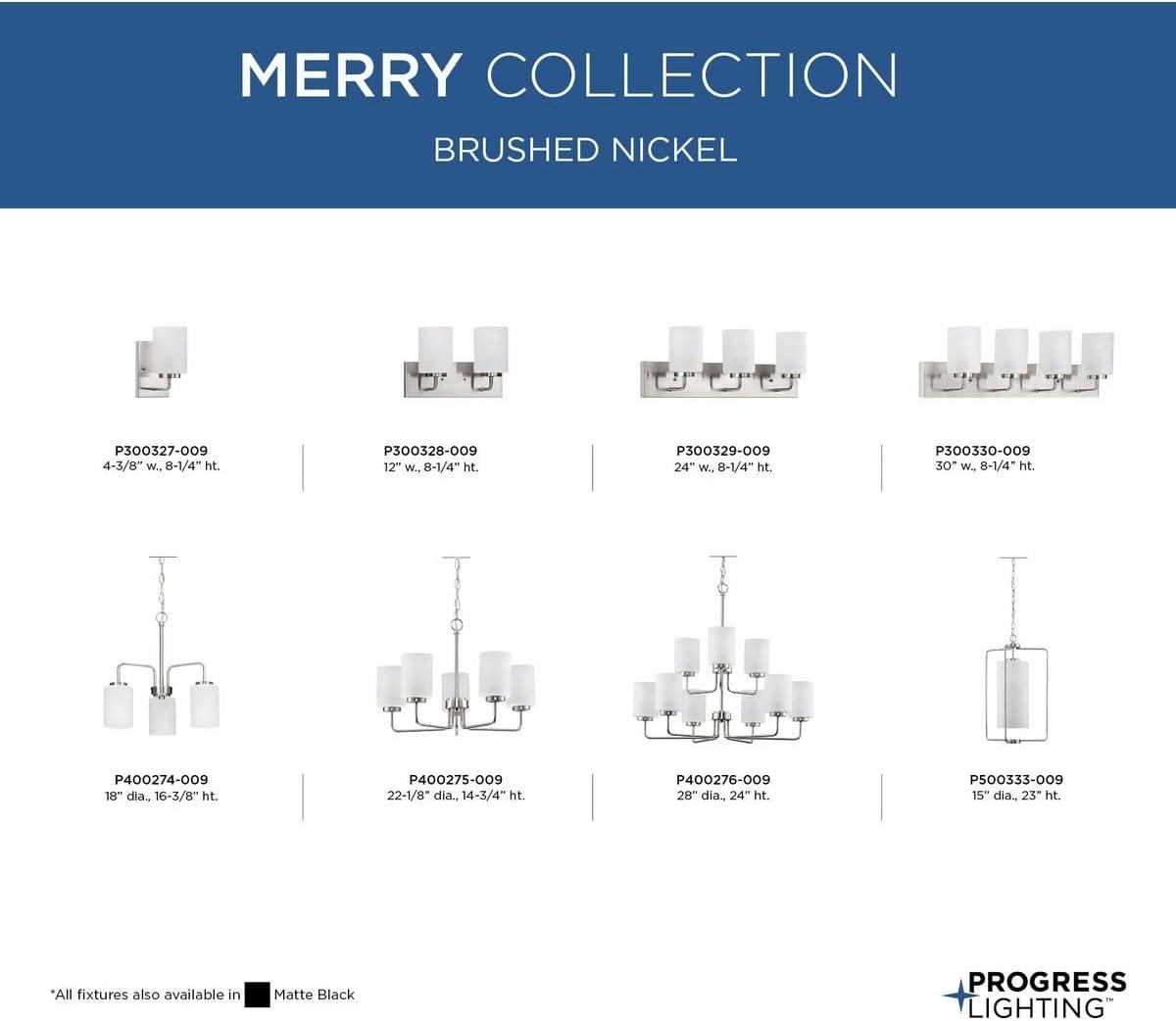 Progress Lighting Merry Collection 1-Light Brushed Nickel Etched Glass Foyer Pendant