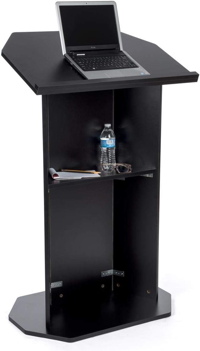 Displays2go Floor Podium with Reading Surface – Black (OLILCTOPBBK)