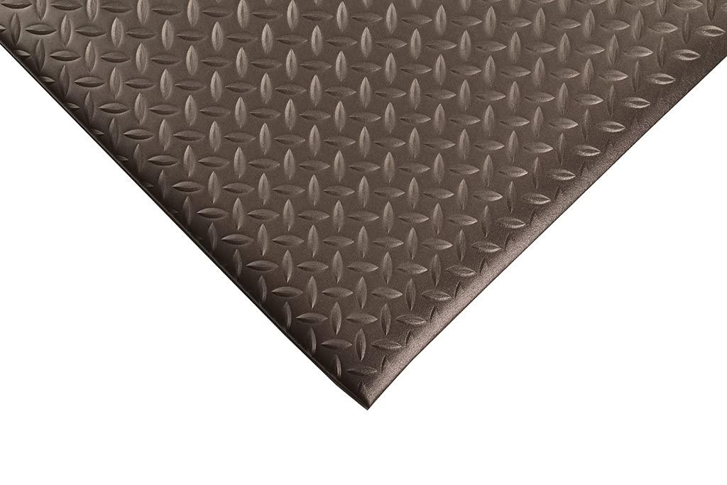 Black 5ft Closed Cell PVC Foam Antifatigue Mat with Diamond Plate Pattern