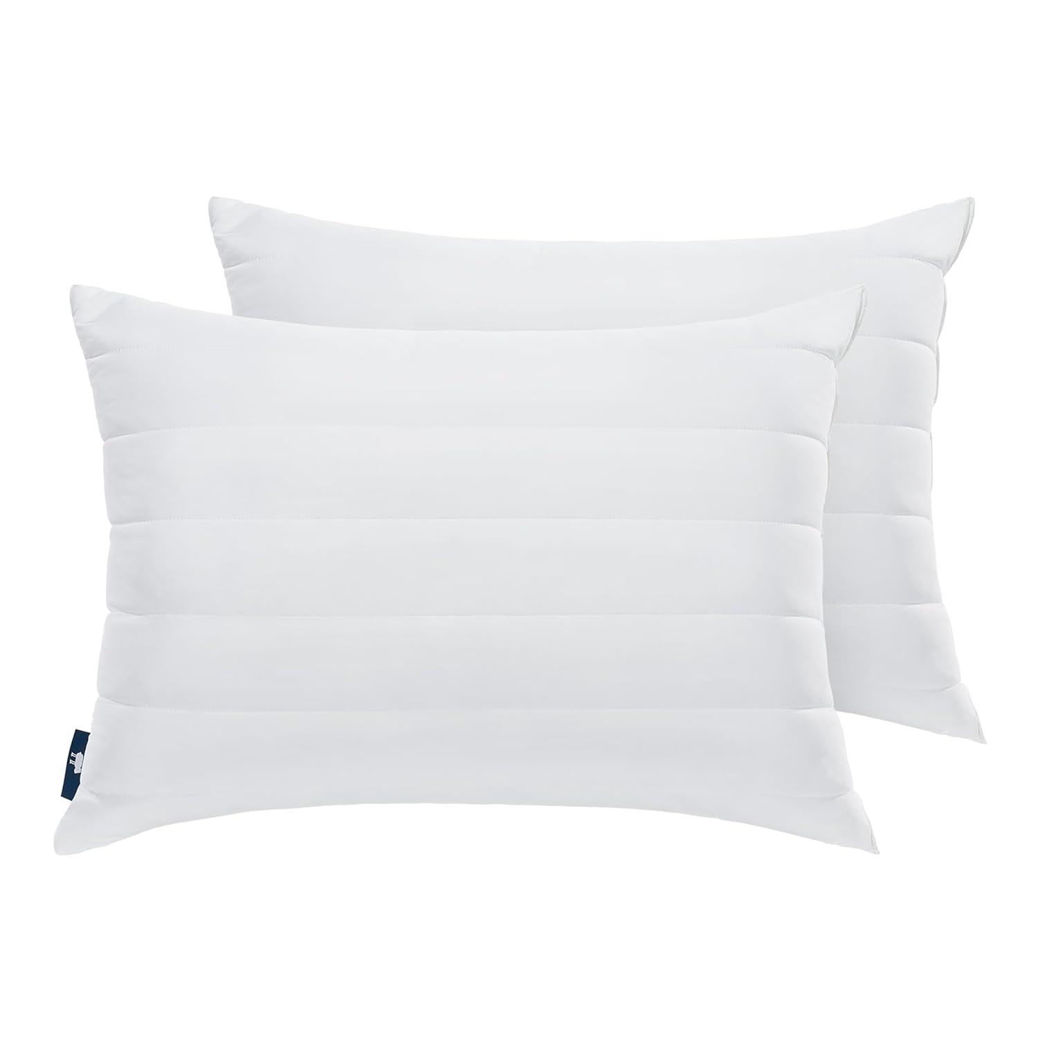 Serta Serta Down Illusion Cool Quilted Pillows King Size Pillows Set of 2, Soft/Medium, 20 In x 36 In, White (Set of 2)