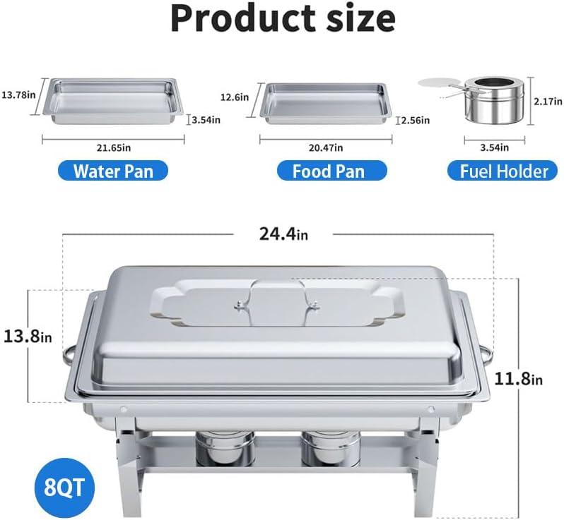 The Party Aisle™ Chafing Dishes For Buffet 4 Pack, 8 Qt Stainless Steel Chafers And Buffet Warmers Sets With Lid, Rectangle Serving Food Warmer Catering Supplies Buffet Display For Parties