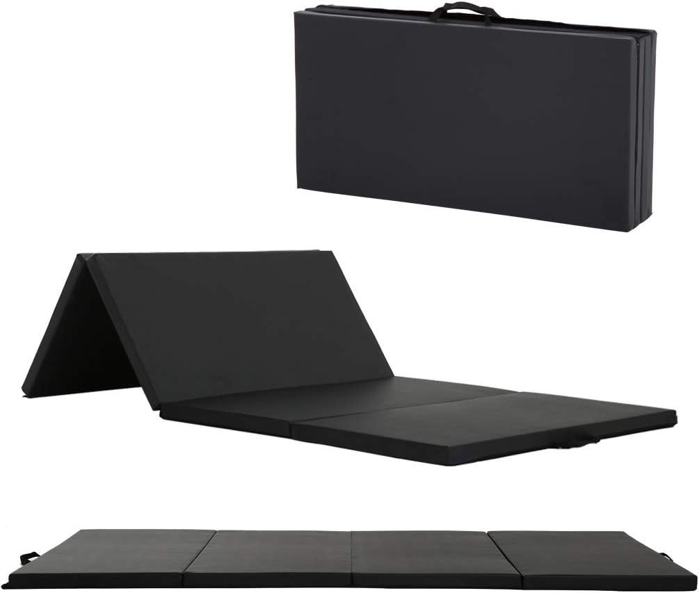 Gymnastics Tumbling Mats Portable Gymnastics Mat Foldable Tumbling Mat 4'x8/2'x6' PU Leather Exercise Mat Yoga Mat with Carrying Handles for home Workout outdoor Yoga Gymnastics