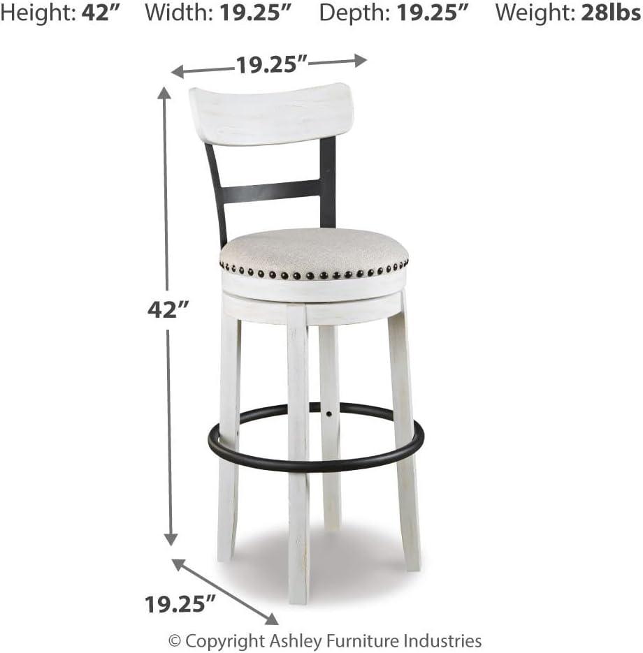 Gracie Oaks Design by Ashley Valebeck Modern Swivel Counter Height Barstool, Whitewash