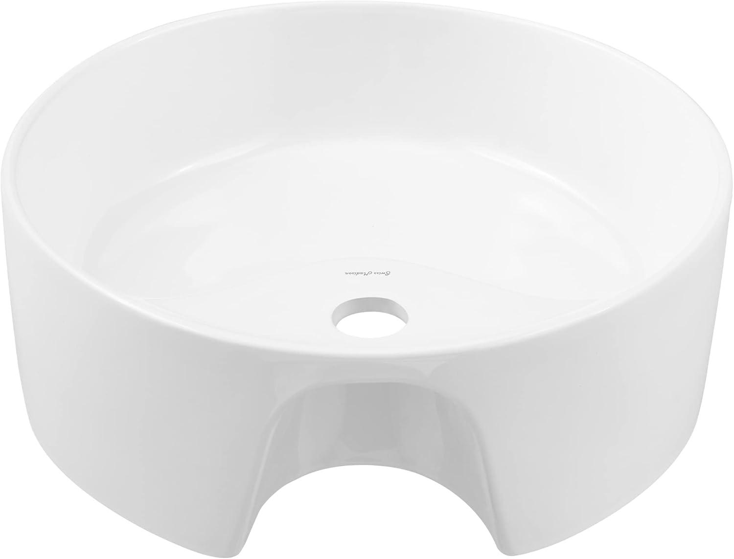 Monaco 15.75" Round Console Sink with Faucet Mount, White Basin