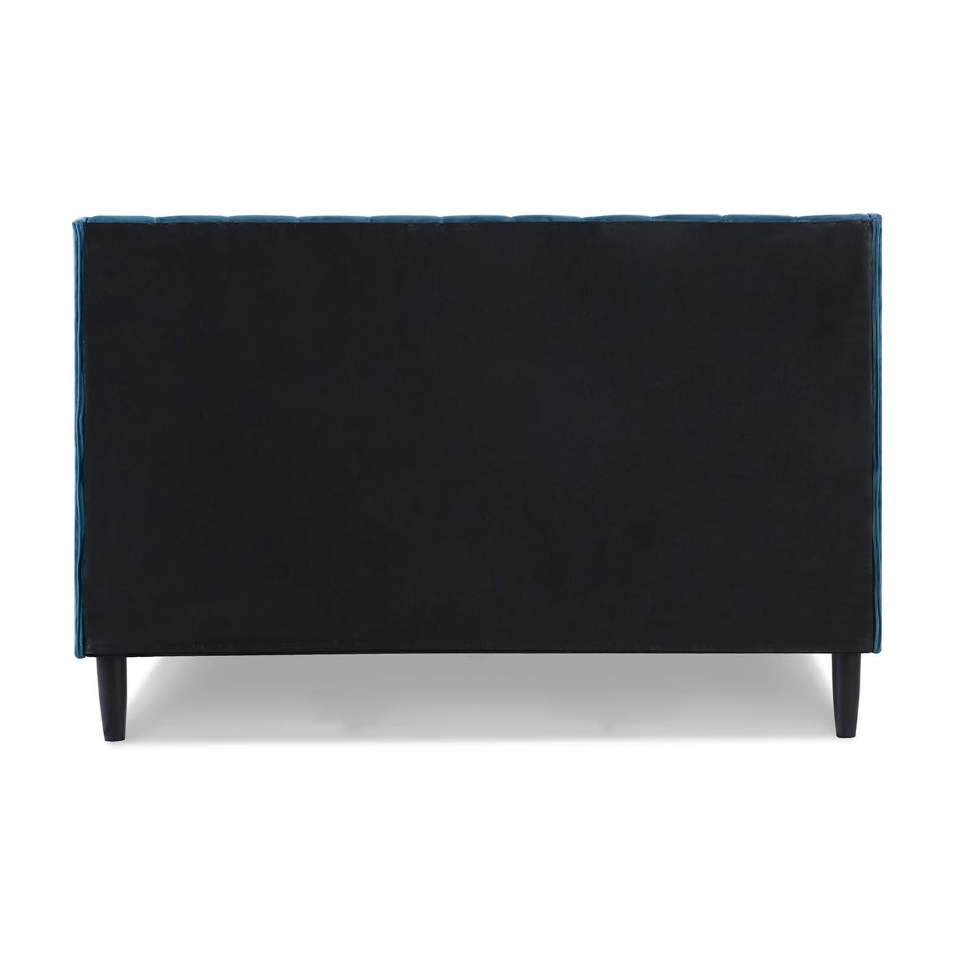 Sandy Wilson Home Aspen Tufted Headboard Platform Bed Queen Satin Teal Velvet