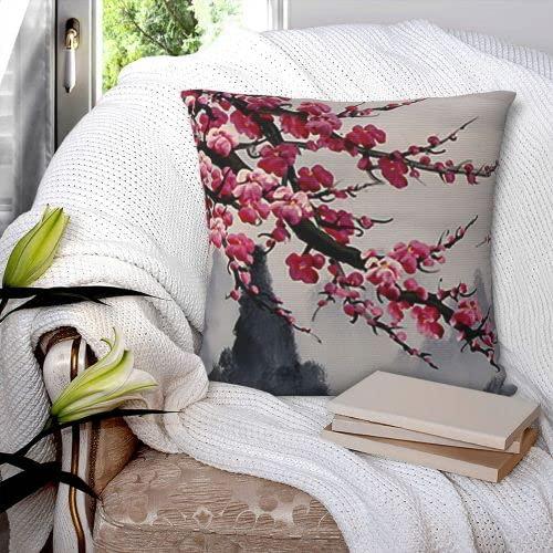 Cherry Blossom Velvet Square Throw Pillow Cover 18" x 18"