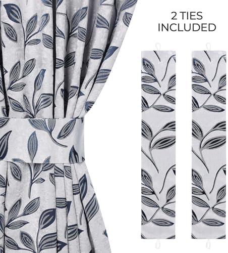 Modern Bohemian Leaves Polyester Machine Washable Room Darkening Blackout Curtains by Superior (Set of 2)