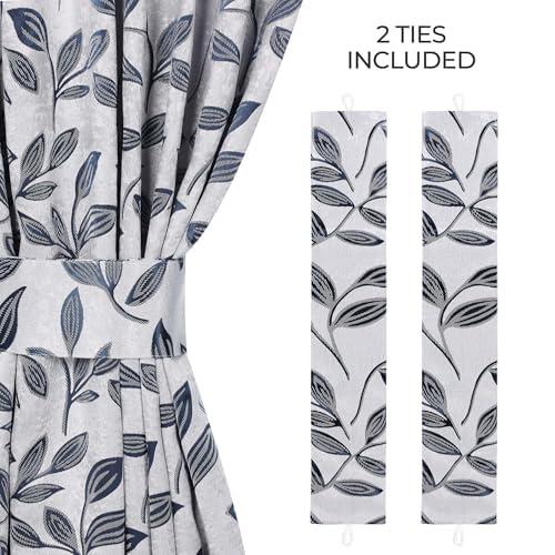 Modern Bohemian Leaves Polyester Machine Washable Room Darkening Blackout Curtains by Superior (Set of 2)