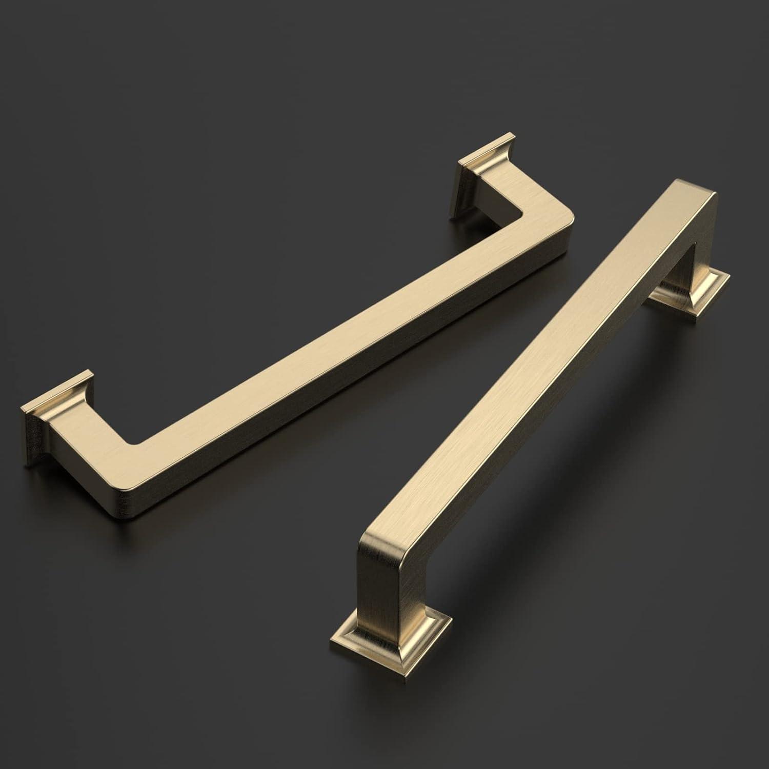 Brushed Brass 8" Transitional Cabinet Bar Pulls with Mounting Hardware