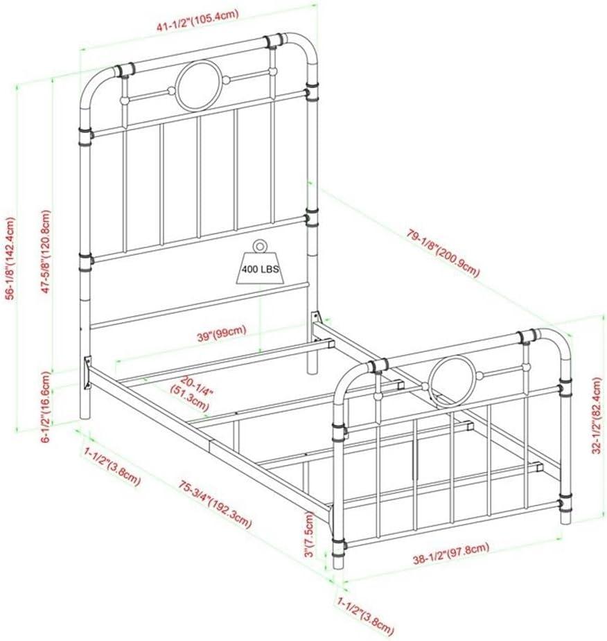 Antique White Metal Pipe Queen Bed with Powder Coated Finish