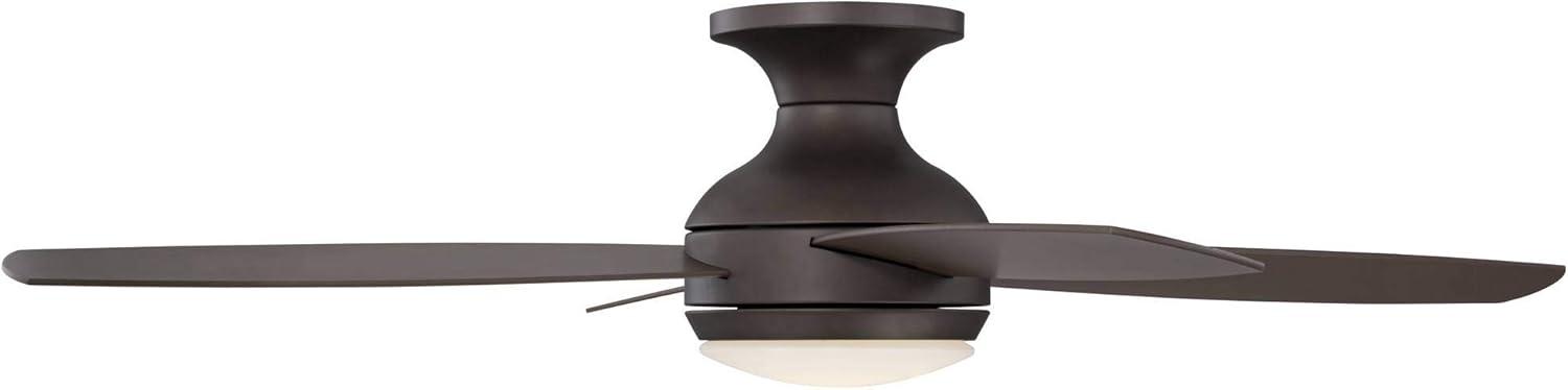 Casa Vieja 52" Casa Elite Mid Century Modern Indoor Ceiling Fan 4 Blade LED Light Remote Control Oil Rubbed Bronze Finish Bedroom Living Room Hugger