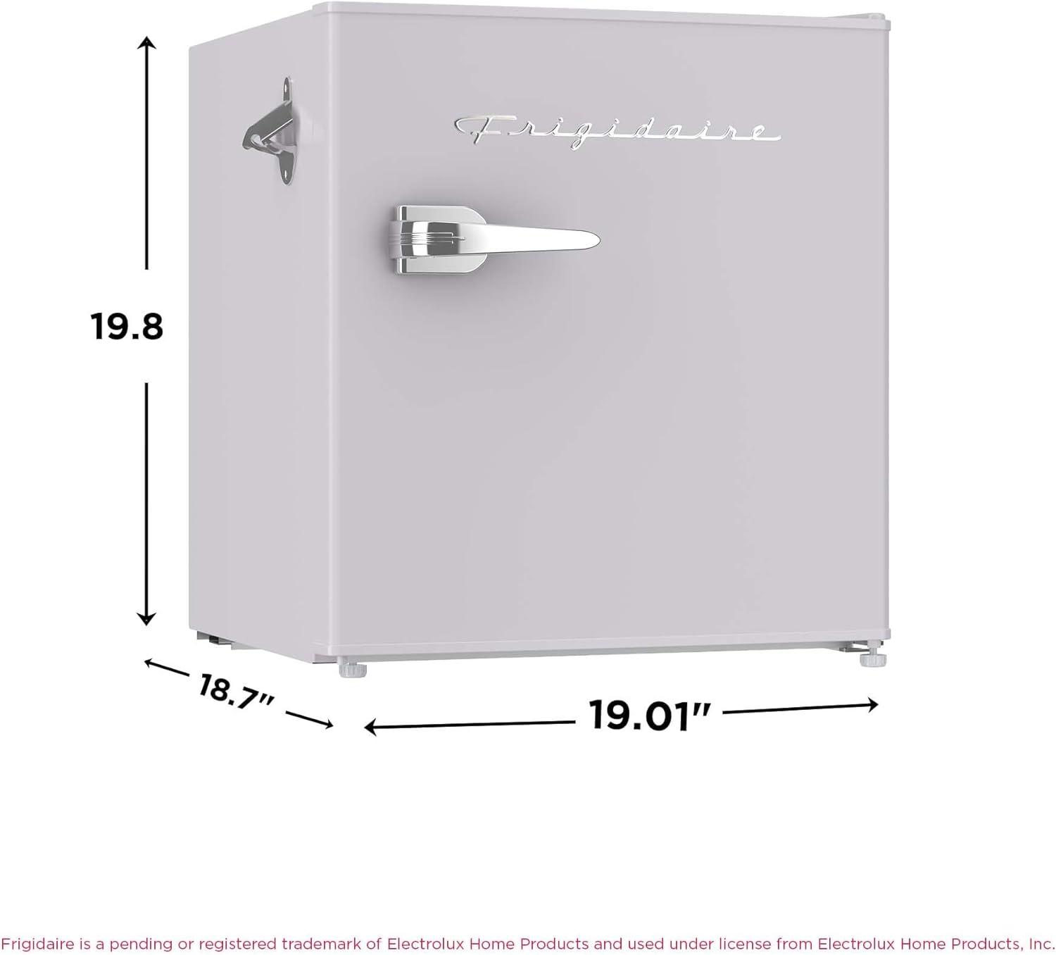 Frigidaire 1.6 cu ft Retro Fridge With Side Bottle Opener Moonbeam: Compact Dorm & Skincare Refrigerator-Freezer, Manual Defrost