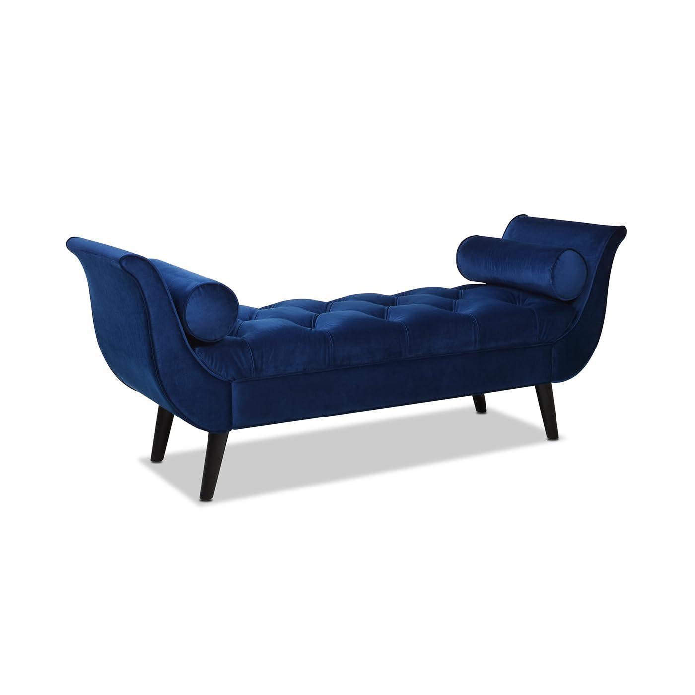 Alma Tufted Flared Arm Entryway Bench Navy Blue