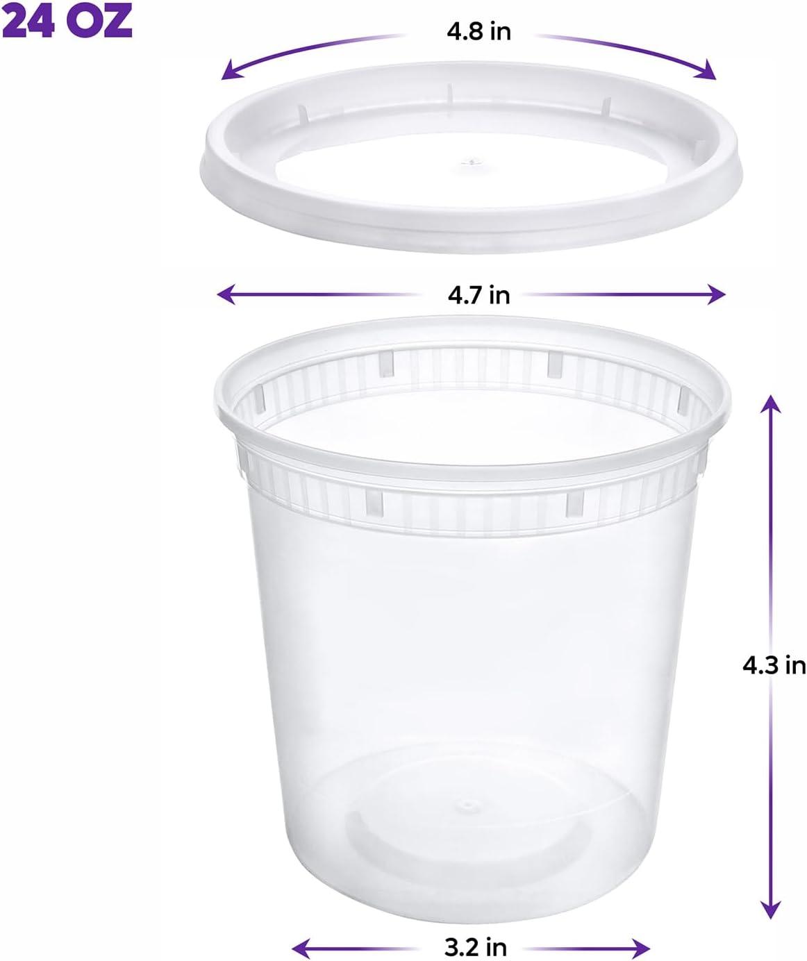 Pantry Value 24 Oz Deli Containers with Lids Food Prep Containers, 24-Pack