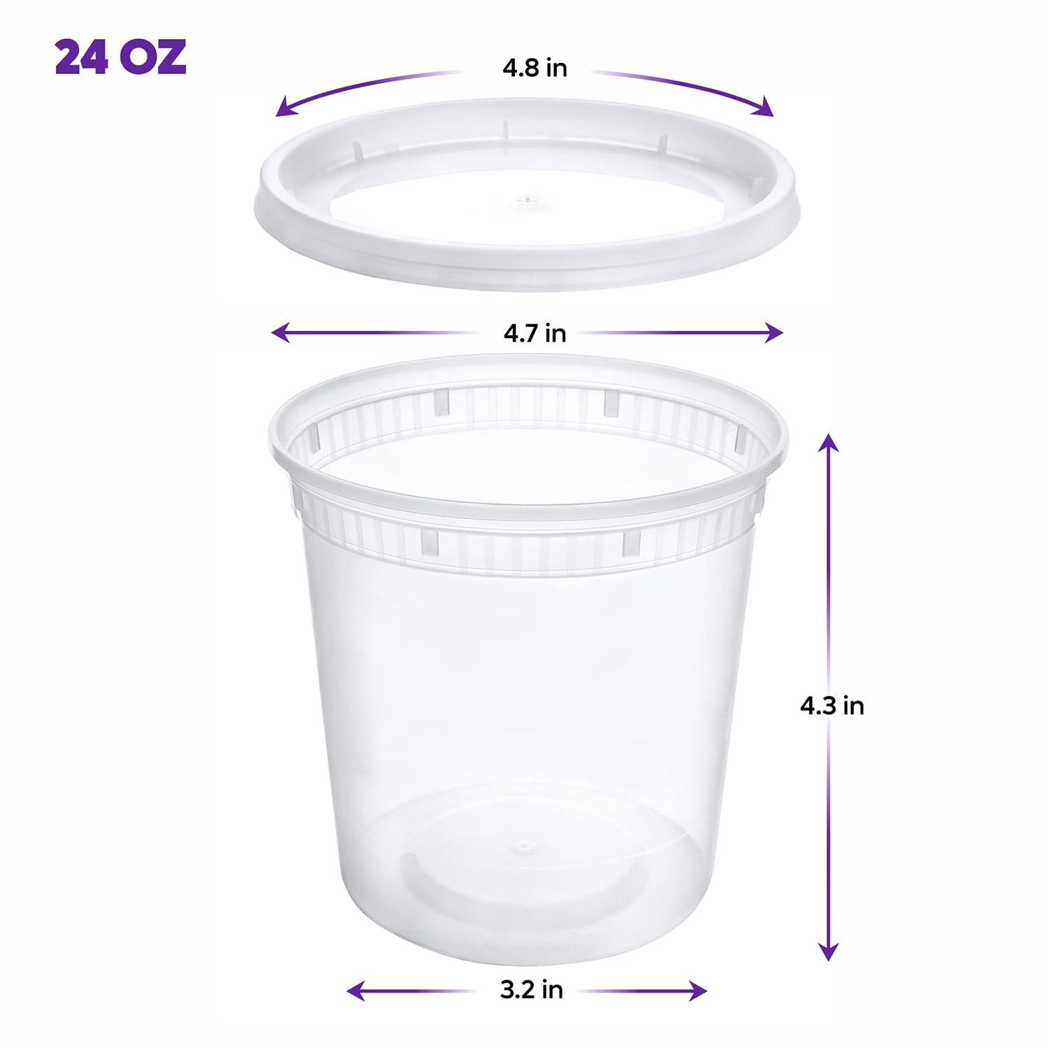 Pantry Value 24 Oz Deli Containers with Lids Food Prep Containers, 24-Pack