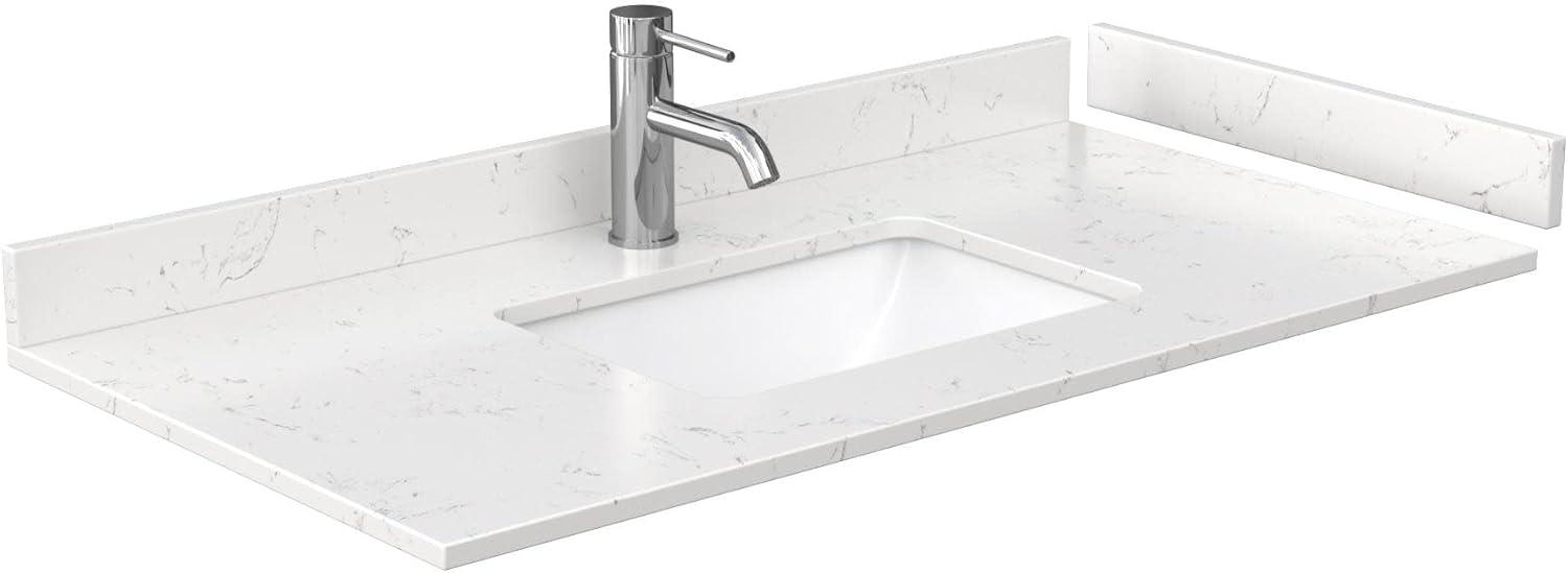 Miranda 42'' White Single Freestanding Vanity with Light-Vein Carrara Marble Top