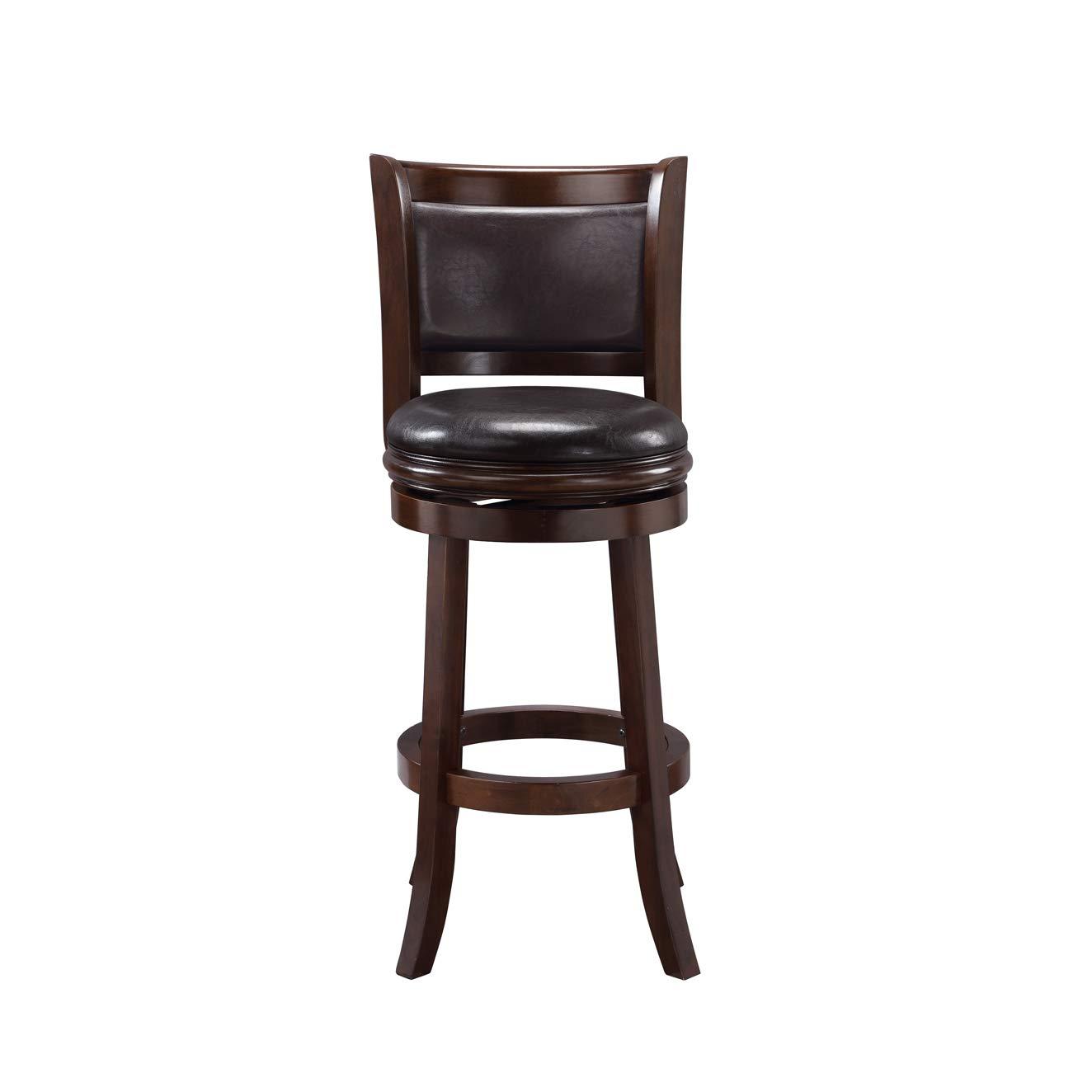29" Augusta Swivel Barstool Brown - Boraam Industries: Contoured Back, Rubberwood Legs, 300 lbs Capacity