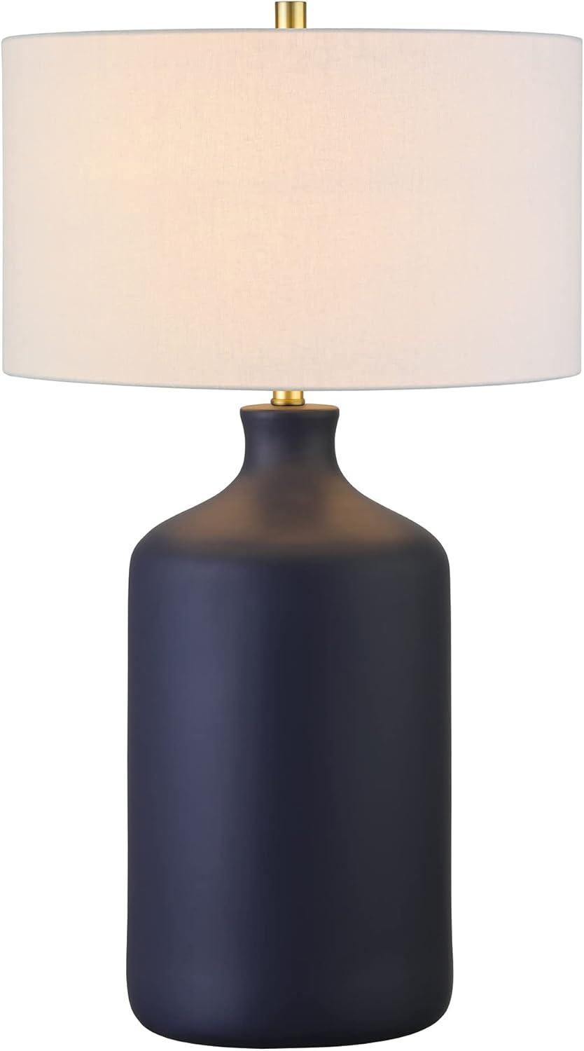 Evelyn&Zoe Sloane 29" Transitional Ceramic Table Lamp with White Drum Fabric Shade