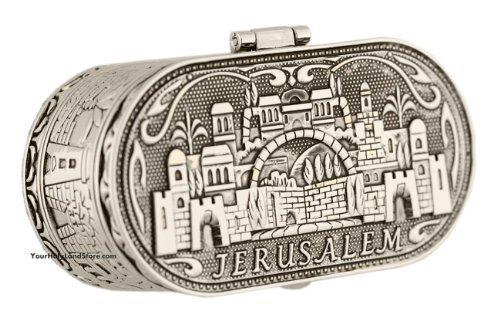 jewish shabbat travel candle holders - jerusalem candlesticks - judaica nickel