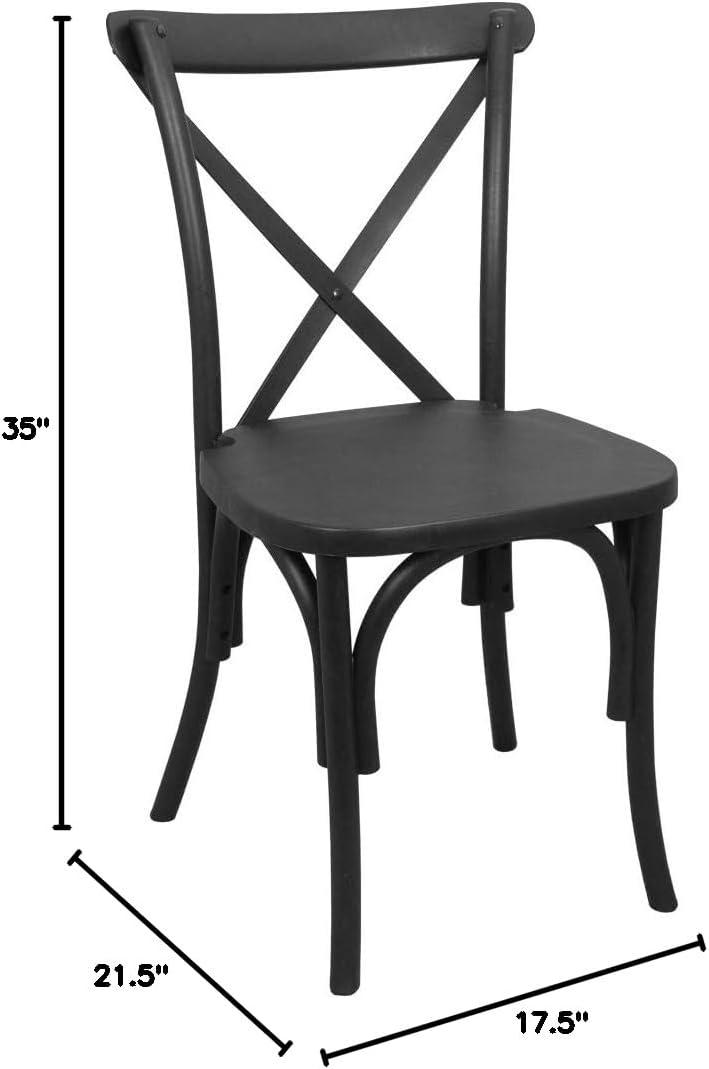 Black Resin Cross Back Upholstered Side Chair