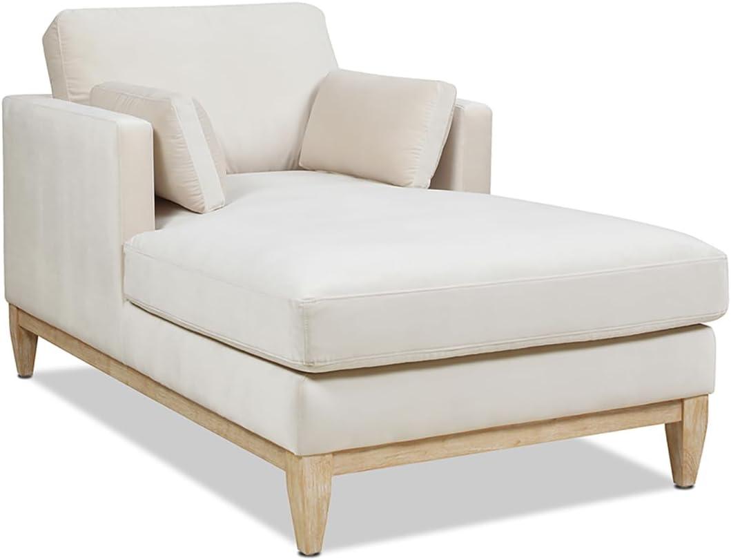 Jennifer Taylor Home Knox 65" Modern Farmhouse Performance Velvet Living Room Chaise Lounge Chair in French Beige