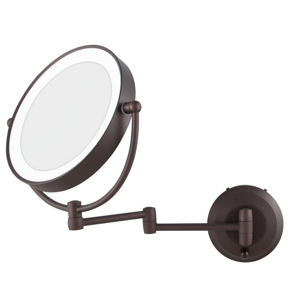Oil-Rubbed Bronze Round LED Wall Mounted Magnifying Mirror