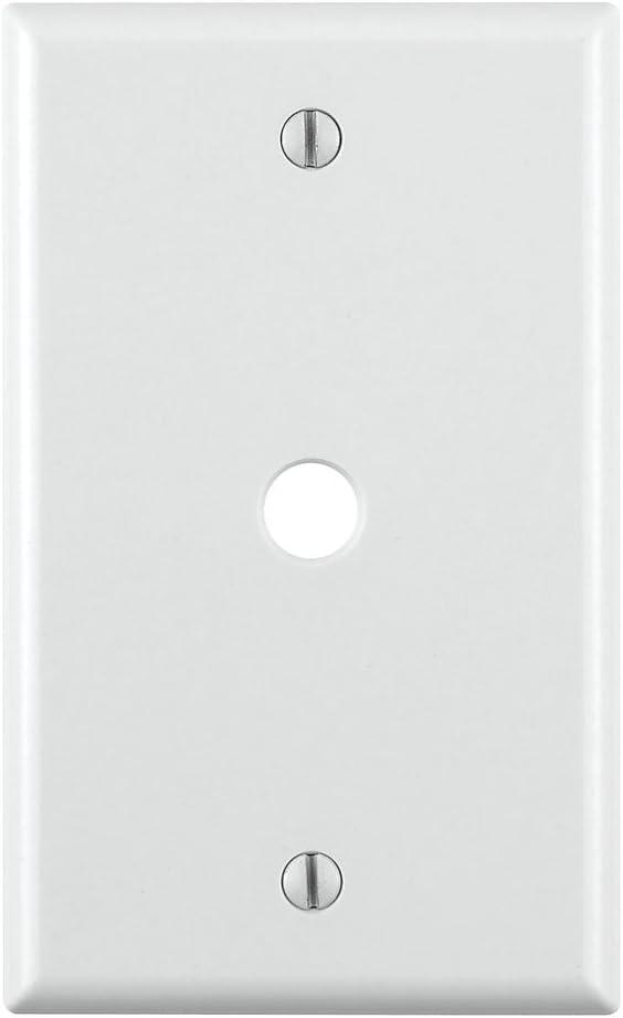 Leviton 88013 White Single Gang .406" Cable Wall Plate