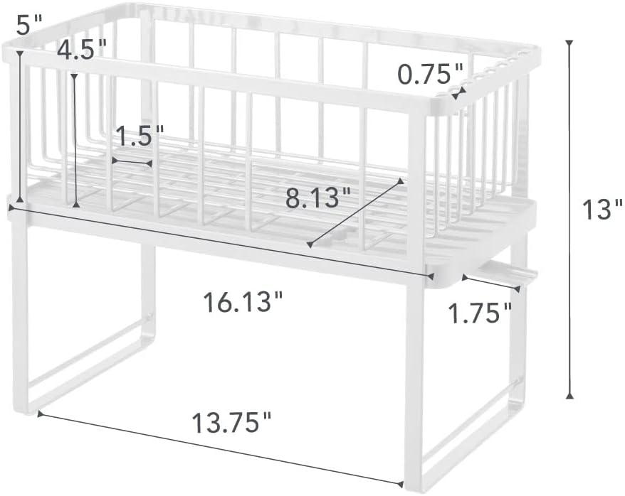 Tower Yamazaki Home Two-Tier Adjustable Dish Drainer Rack, Utensils Holder, Steel, Draining Spout