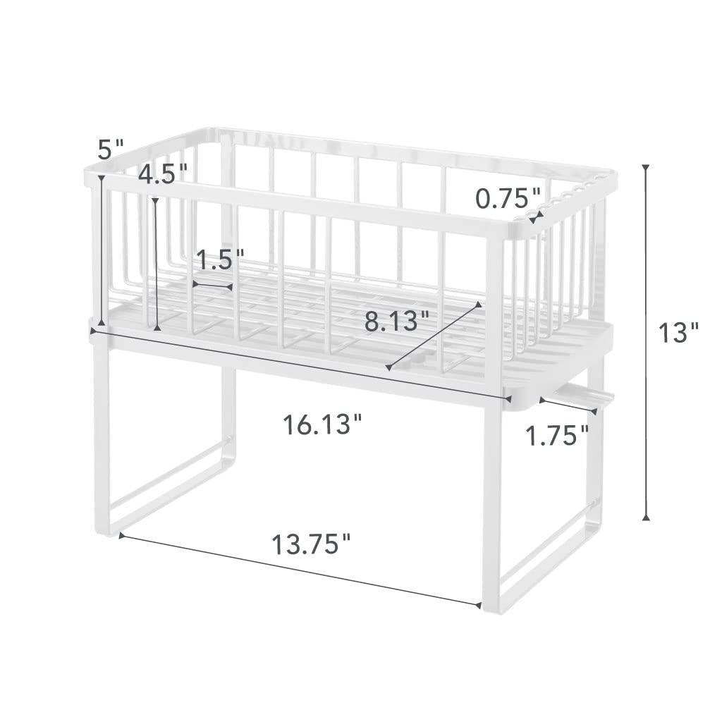 Tower Yamazaki Home Two-Tier Adjustable Dish Drainer Rack, Utensils Holder, Steel, Draining Spout