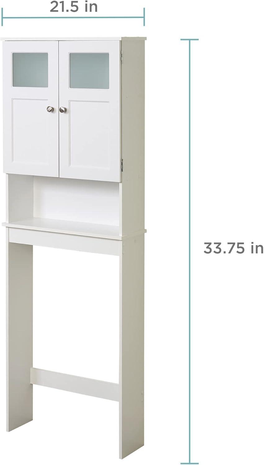 Zenna Home 67.25" H Over-the-Toilet Spacesaver, Bath Storage Shelves with Glass Doors, White