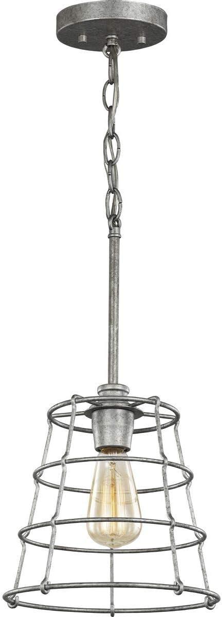 Progress Lighting, Chambers Collection, 1-Light Mini Pendant, Galvanized, Wire-Frame Shade