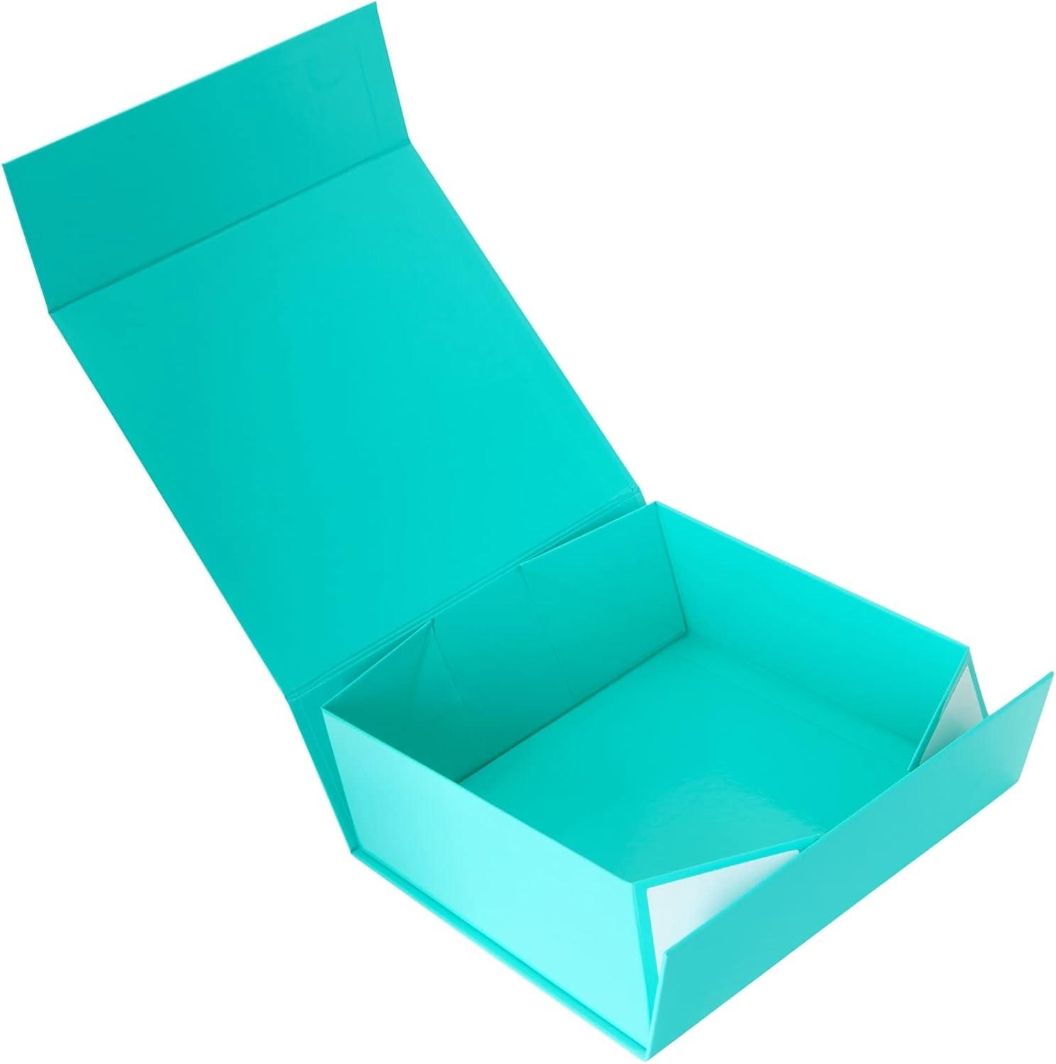 Stockroom Plus 6 Pack Proposal Boxes with Lid for Groomsmen, Bridesmaid, 9.5 x 9.5 x 3.5 Inch Glossy Teal Magnetic Gift Box