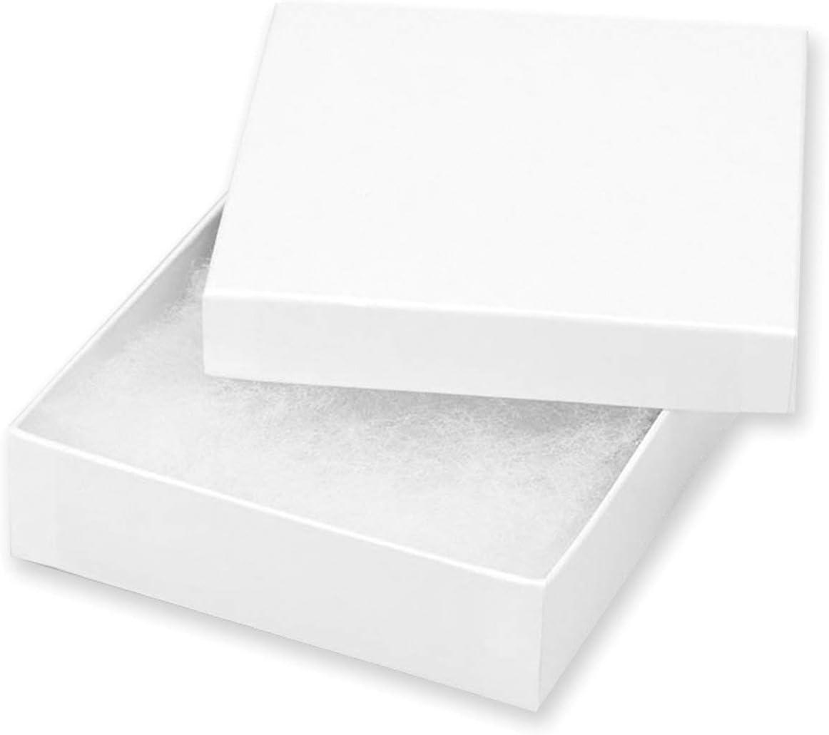 Darice 3.5" x 3.5" x 0.875" Jewelry Box White with Fill, 6 Piece