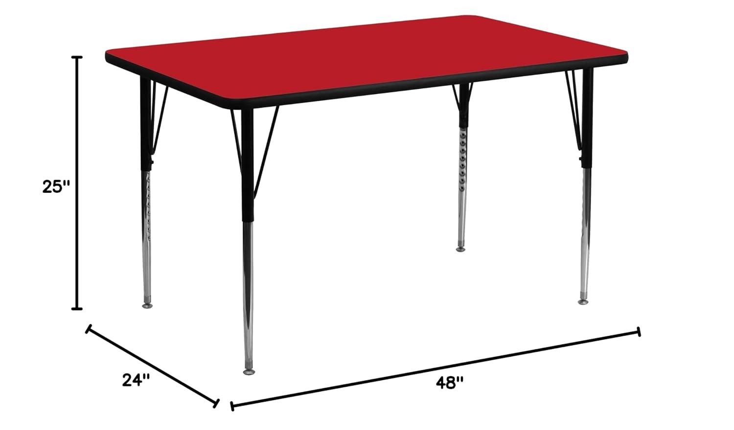 Goddard 24''W x 48''L Rectangular HP Laminate Activity Table - Adjustable Legs