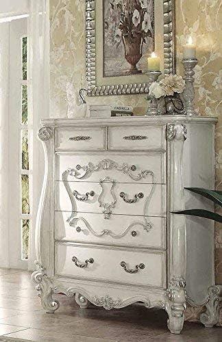 47" Versailles Bedroom Sets Bone White - Acme Furniture: Royal Style, 5-Drawer Storage