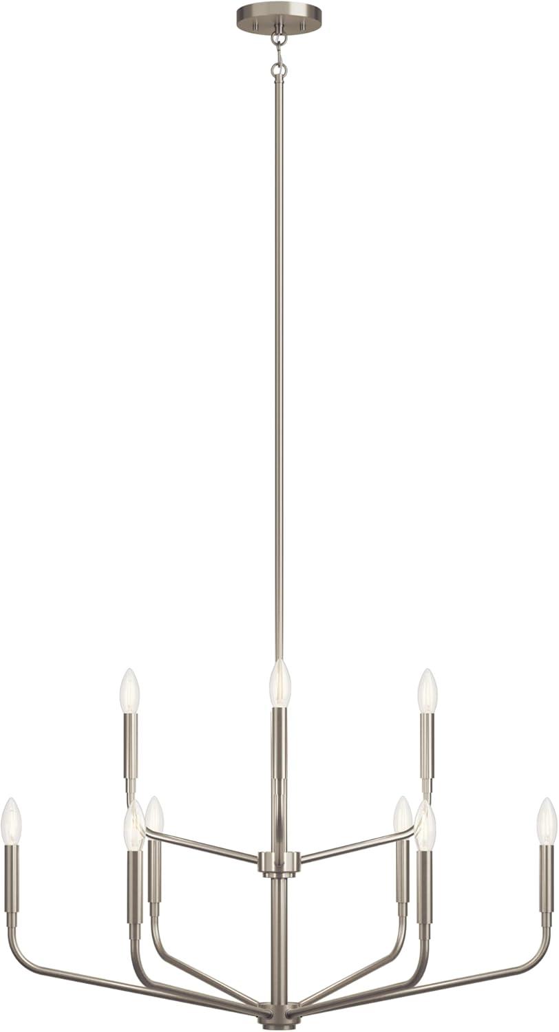 Brushed Nickel 9-Light 2-Tier Modern Chandelier