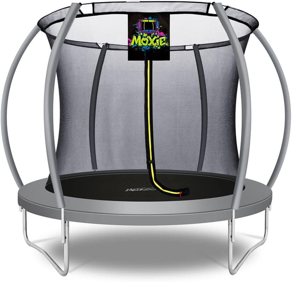 Moxie Machrus Moxie Pumpkin-Shaped Outdoor Trampoline Set w/ Premium Top-Ring Frame Safety Enclosure, 8 FT