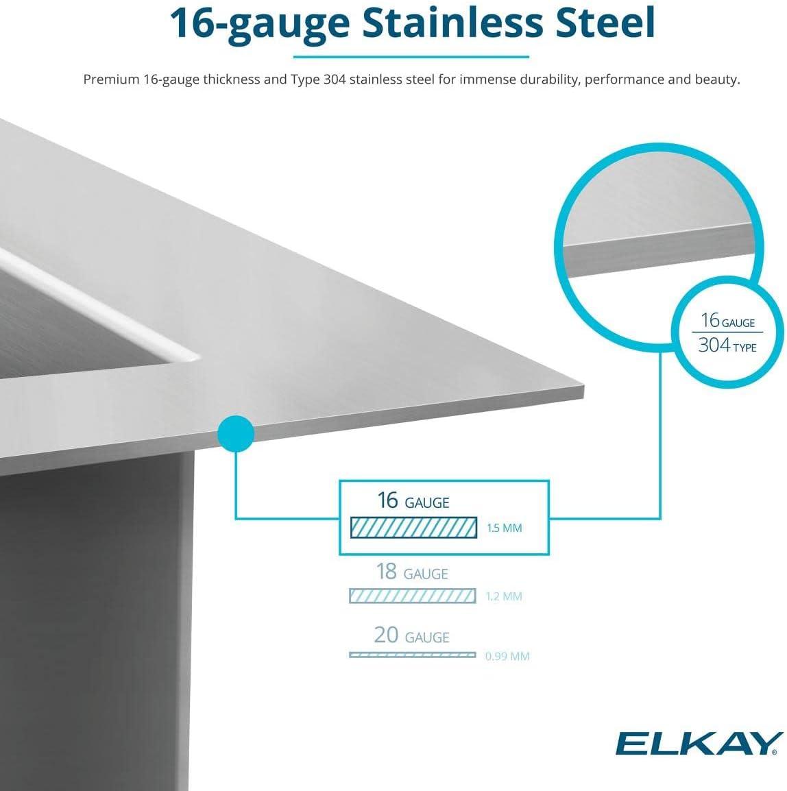 Elkay EFRU2115T Crosstown 23-1/2" Undermount Single Basin Stainless Steel Kitchen Sink - Stainless Steel