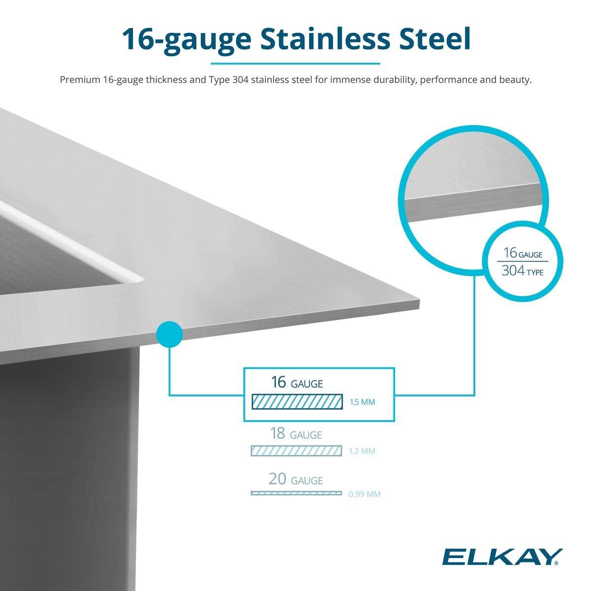 Elkay EFRU2115T Crosstown 23-1/2" Undermount Single Basin Stainless Steel Kitchen Sink - Stainless Steel