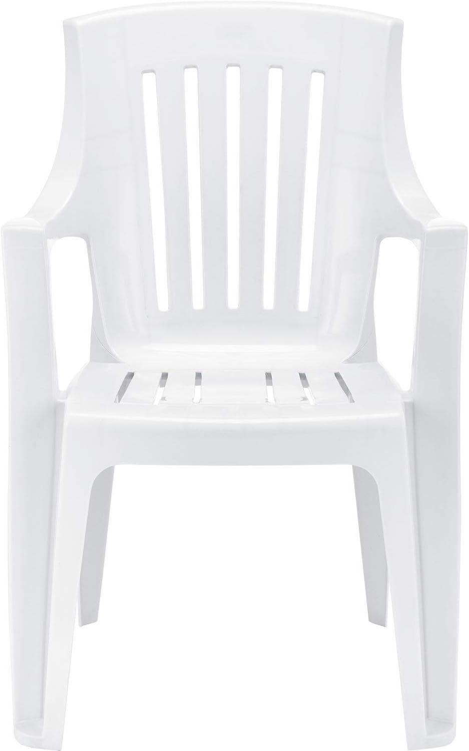 White Resin Stackable Outdoor Fan Back Chair