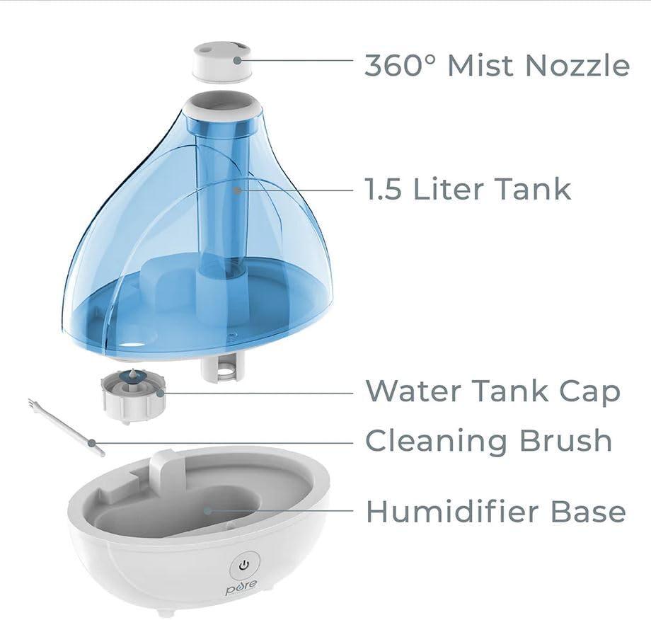 Pure Enrichment Pure Enrichment 0.4 Gallons Cool Mist Ultrasonic Tabletop Humidifier for 250 Cubic Feet